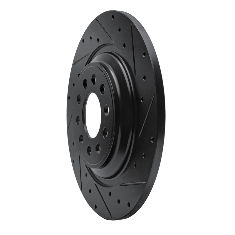 Jeep Cherokee Brake Rotor (1) - Rear Right - R1 Concepts - Drilled & Slotted - Black - `14-`23